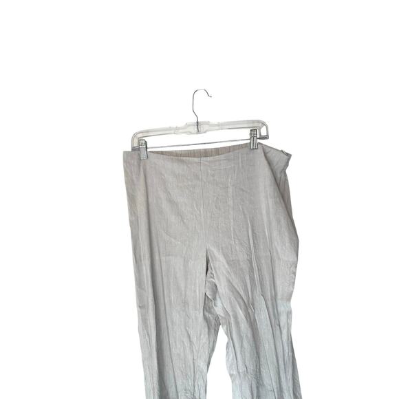 J. Jill Linen Stretch Light Gray Lagenlook Coastal Grandma Cropped Pants Large - Picture 3 of 12